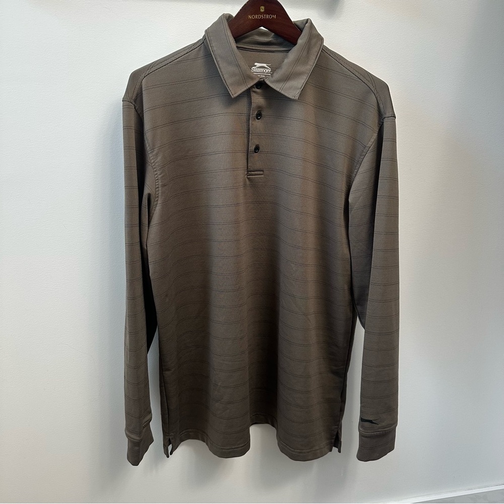 Slazenger Golf Long Sleeve Polo Shirt Hydro Dry + UV Breathable Men’s Large